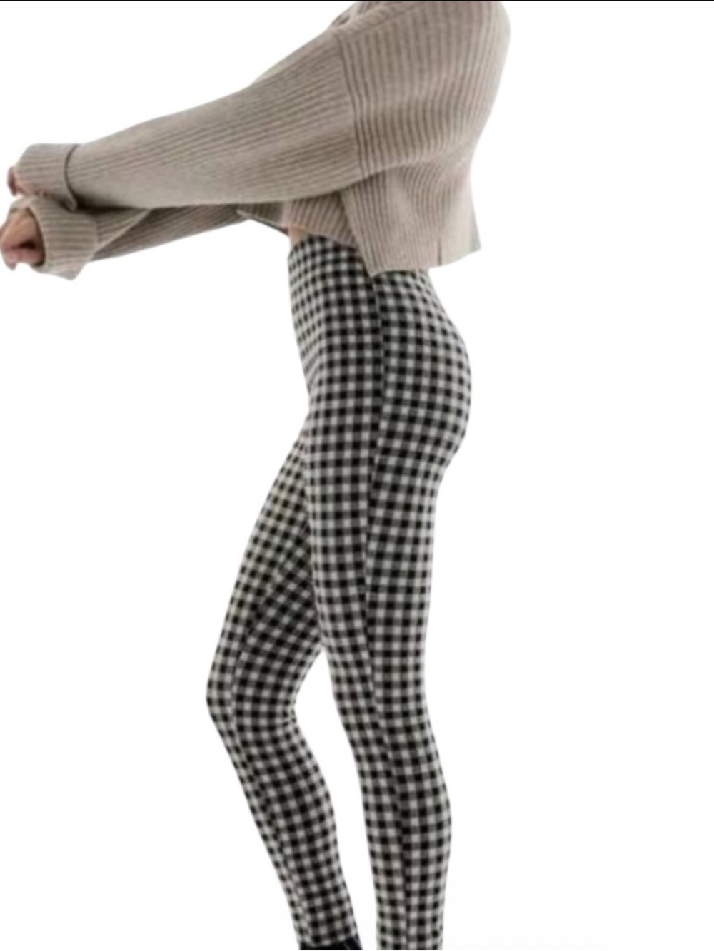 ZARA Gingham Checkered High-Waisted Skinny Pants in Black/White Size Small - Picture 11 of 13
